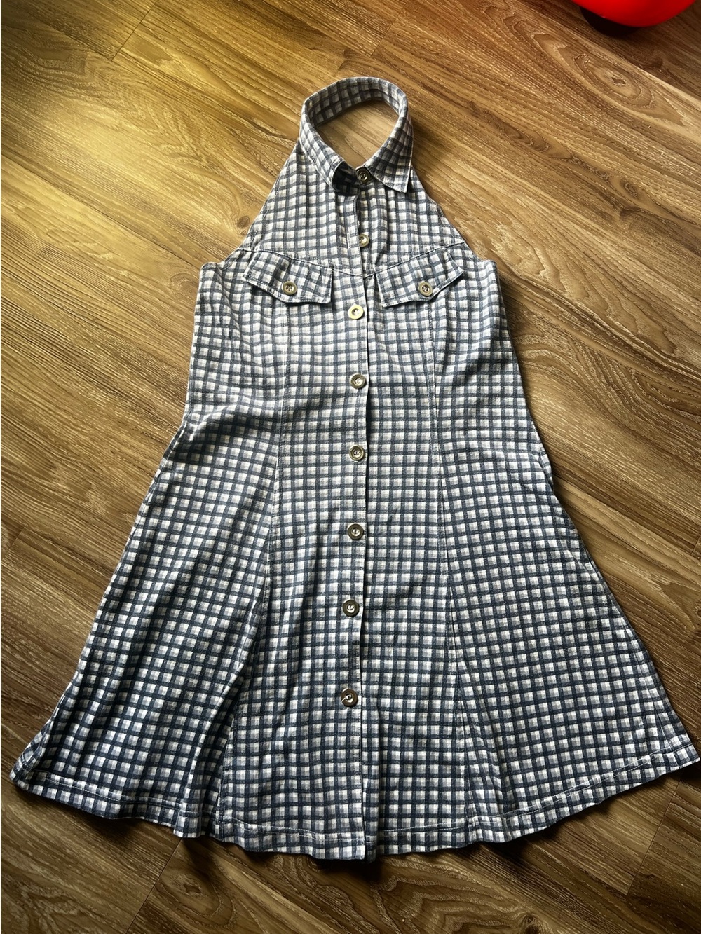 Maggie Lawrence Halter button down open back dress size small